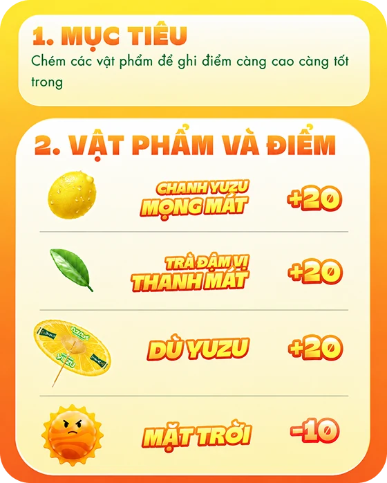 Thể lệ trò chơi: chém vật phẩm để ghi điểm
